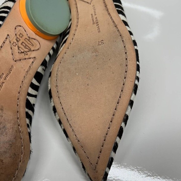 Sophia Webster Loca Zebra Printed Calf Hair Flats Size 37 baddie  retro boho - Picture 13 of 14